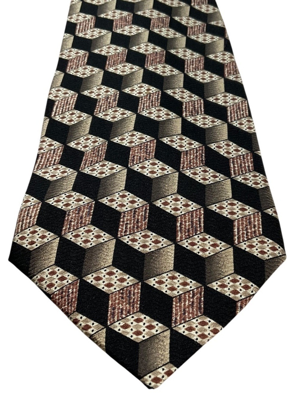Original B.D. Baggies All Silk Tie Geometric Cube Pattern 57” x 4”
